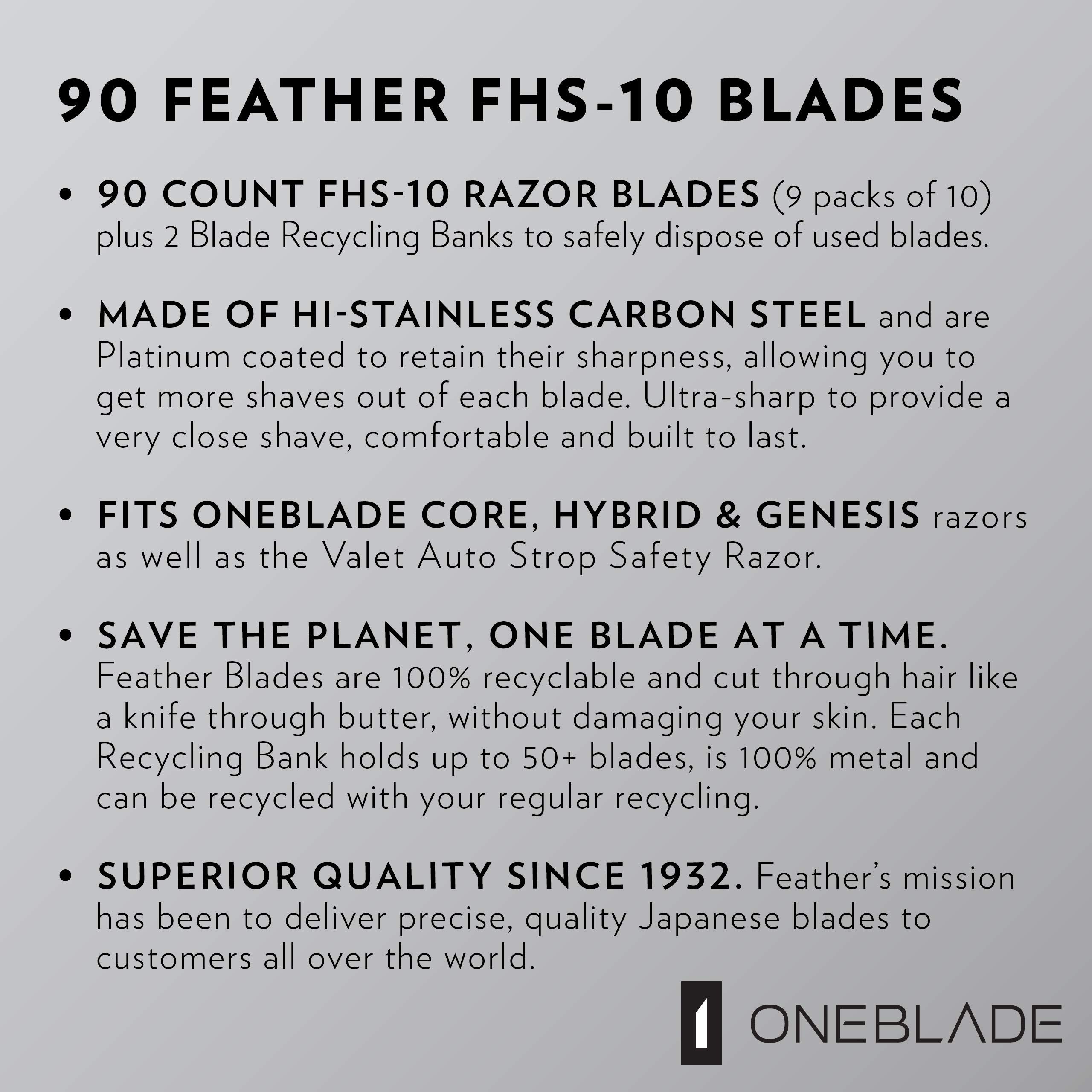 90 Feather FHS-10 Japanese Steel Razor Blades - Refill for OneBlade Core, Hybrid, & Genesis Razors - Single Blade Razor - Image 4