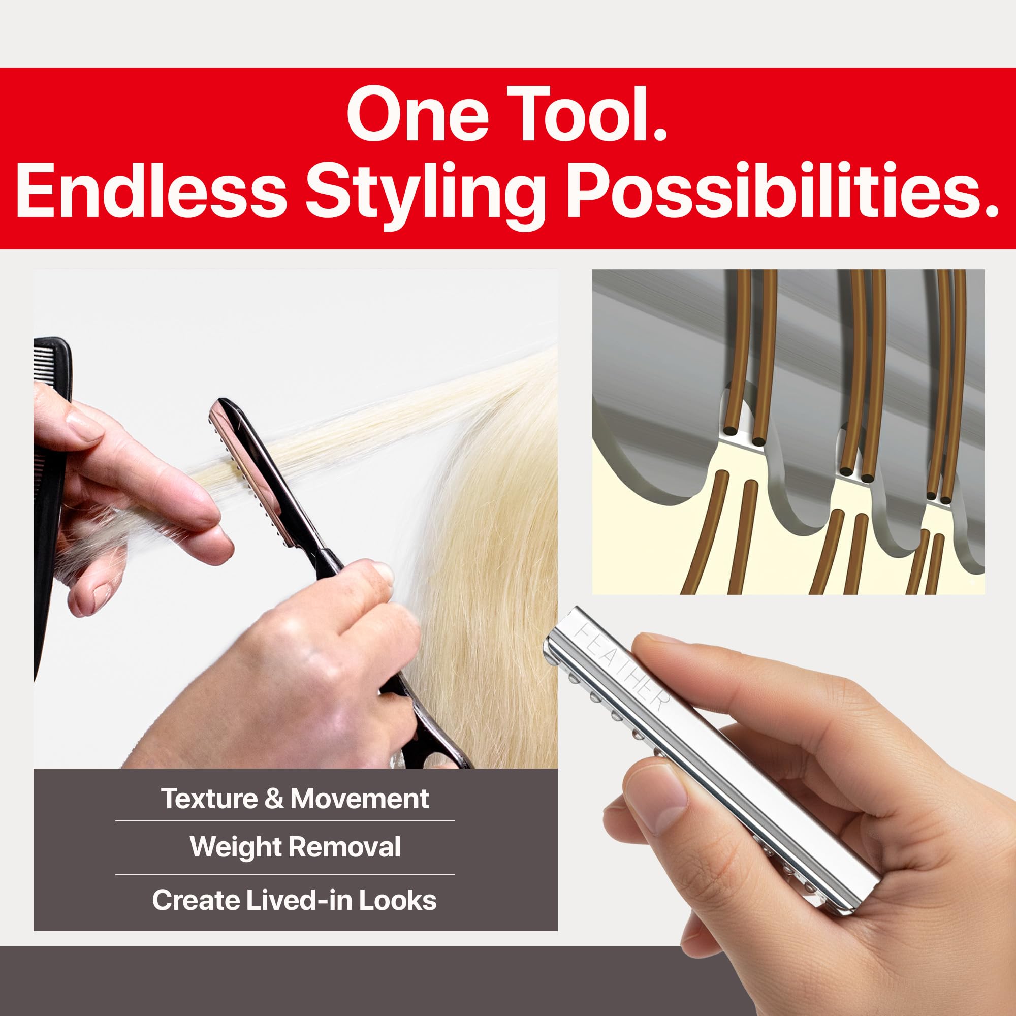 Feather Bonus Value Pack - Styling Razor Standard Blades - Professional Hair Cutting Blades for Styling, Shaping, Thinning - Single Edge Guarded Blade -Made in Japan- 30 Counts + 1 Blade Disposal Case - Image 4