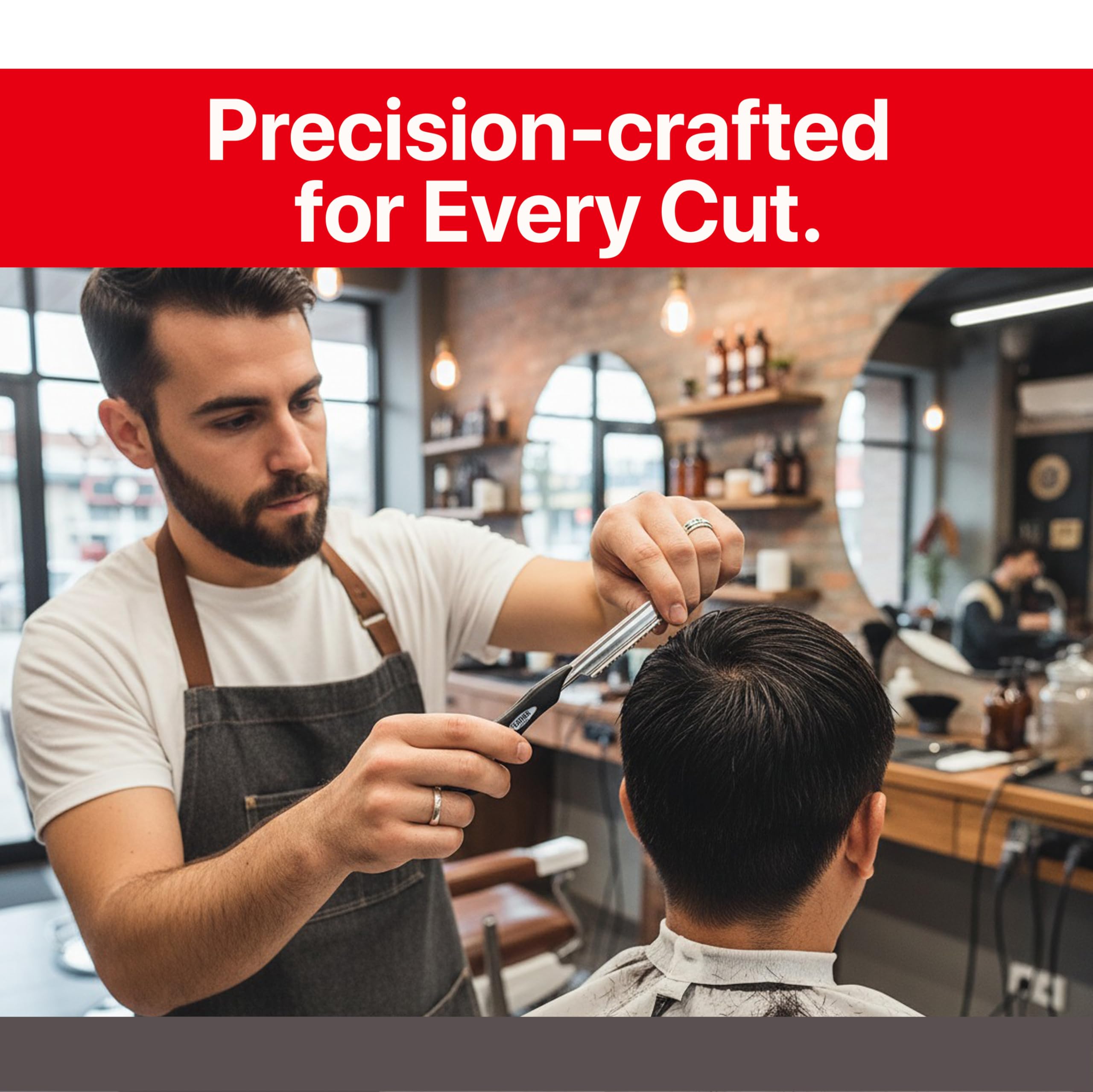 Feather - Detail Razor Standard Kit – Ergonomic 6 1/4 inch Black Razor Handle 10 Guarded Replacement Blades & Metal Disposable Case – Hair Cutting and Grooming – Japanese Stainless Steel - Image 3