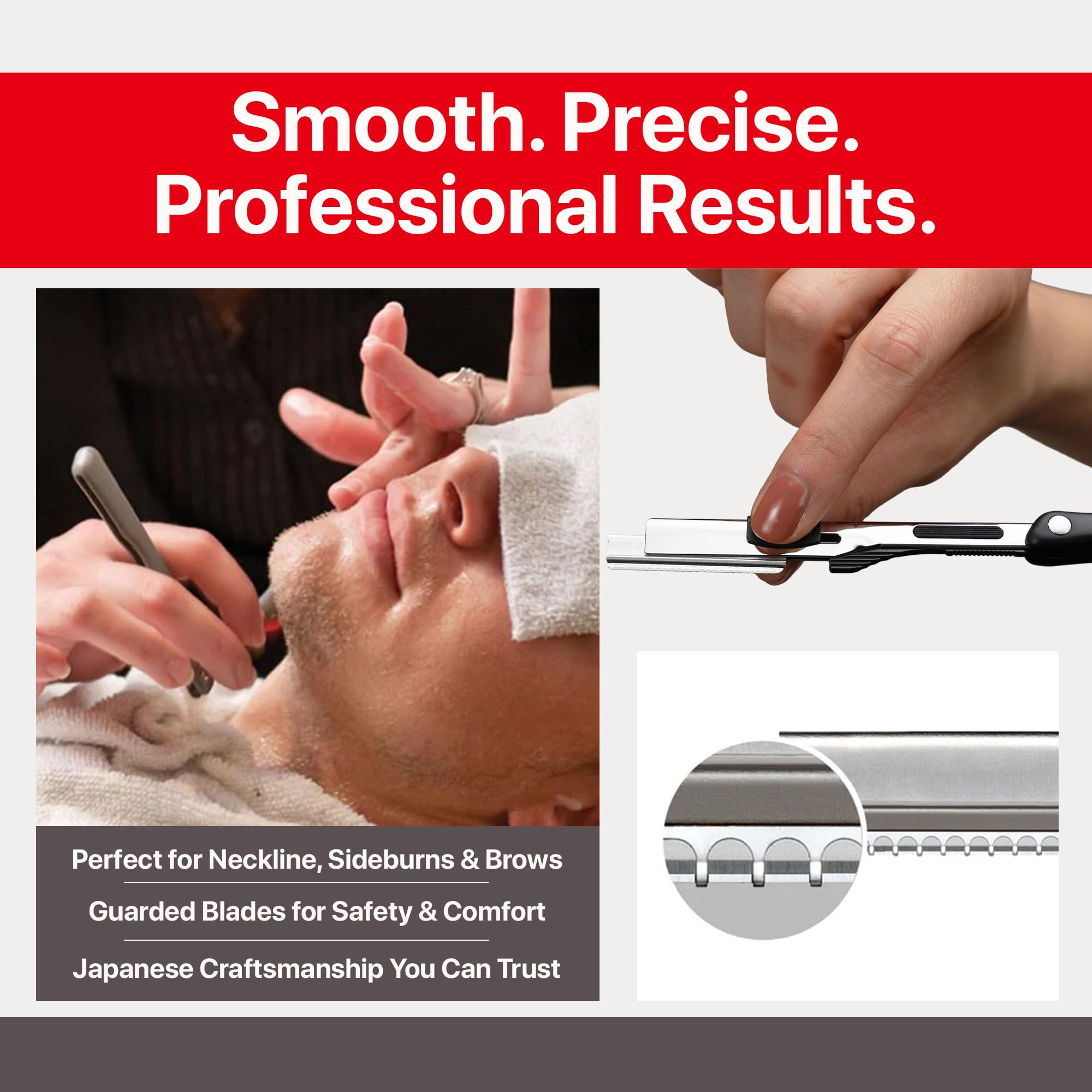 Feather - Nape and Body Razor Kit – Professional Use Hair Cutting Tool - Includes Nape Razor, 10 Nape Blades & 2 oz Blade Glide – Ideal for Nape, Sideburns, Eyebrows, and Bikini Line – Made in Japan - Image 4