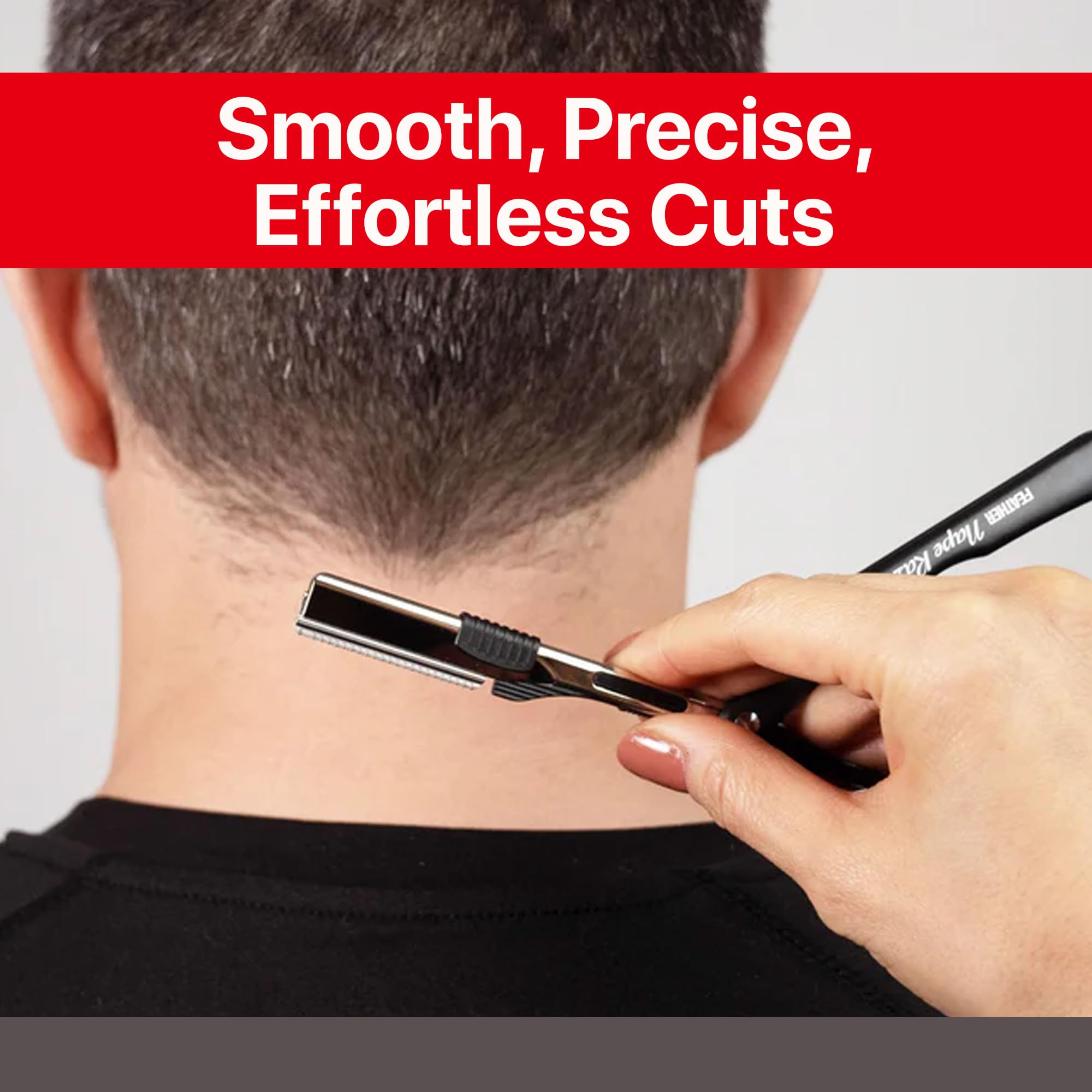 Feather - Nape and Body Razor Kit – Professional Use Hair Cutting Tool - Includes Nape Razor, 10 Nape Blades & 2 oz Blade Glide – Ideal for Nape, Sideburns, Eyebrows, and Bikini Line – Made in Japan - Image 6