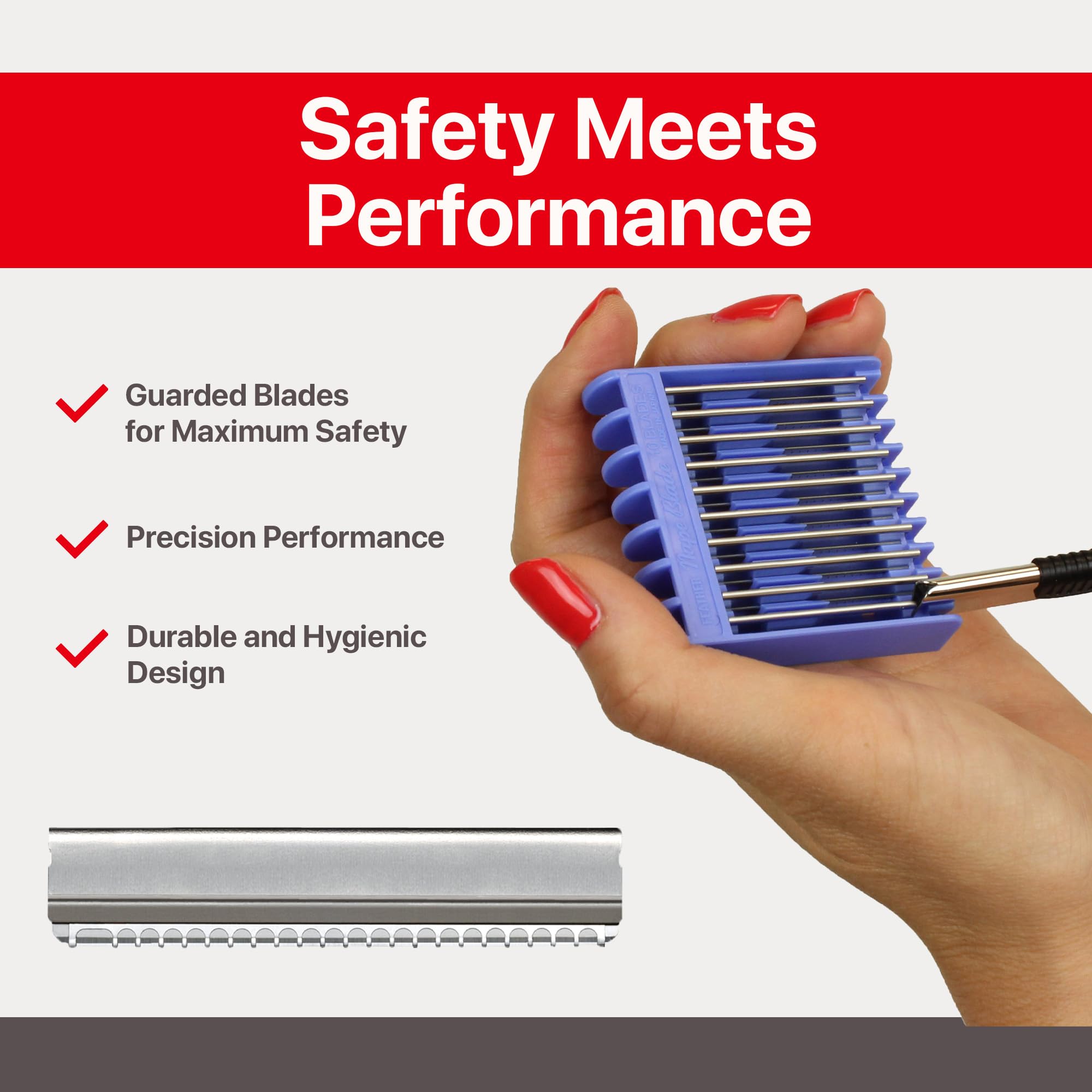 Feather - Nape Blades - Single Edge Guarded Replacement Blades – Fits Feather Nape & Body Razor – For Thinning, Layering, Precision Styling & Body Hair Removal – Japan Made - 10 Pack - Image 4