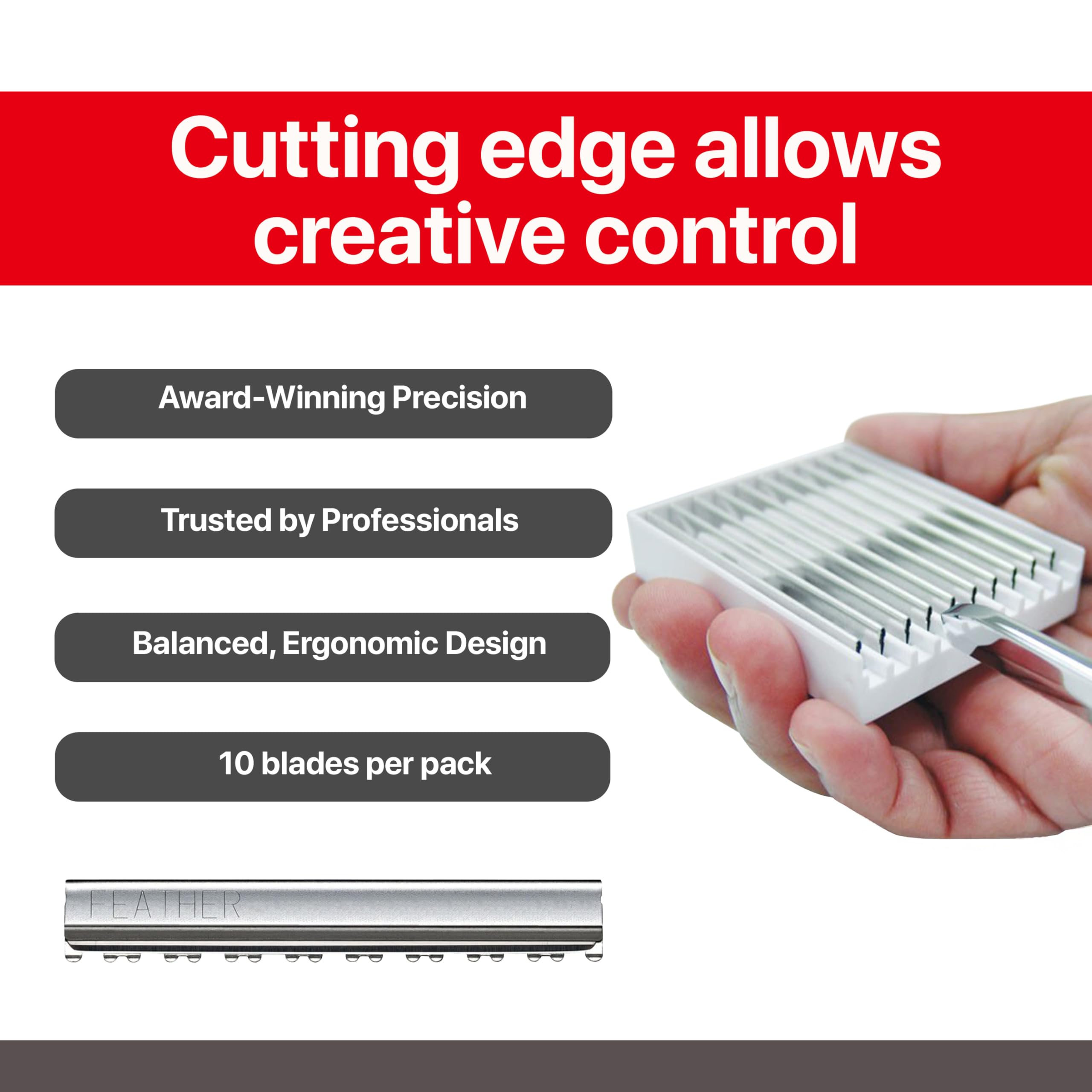 Feather - Styling Razor Texturizing Blades - For Professional Hair Cutting - Thinning, Texturizing, Shaping, and Styling - Japanese Stainless Steel - Replacement Blades - 10 Pack Made in Japan - Image 5