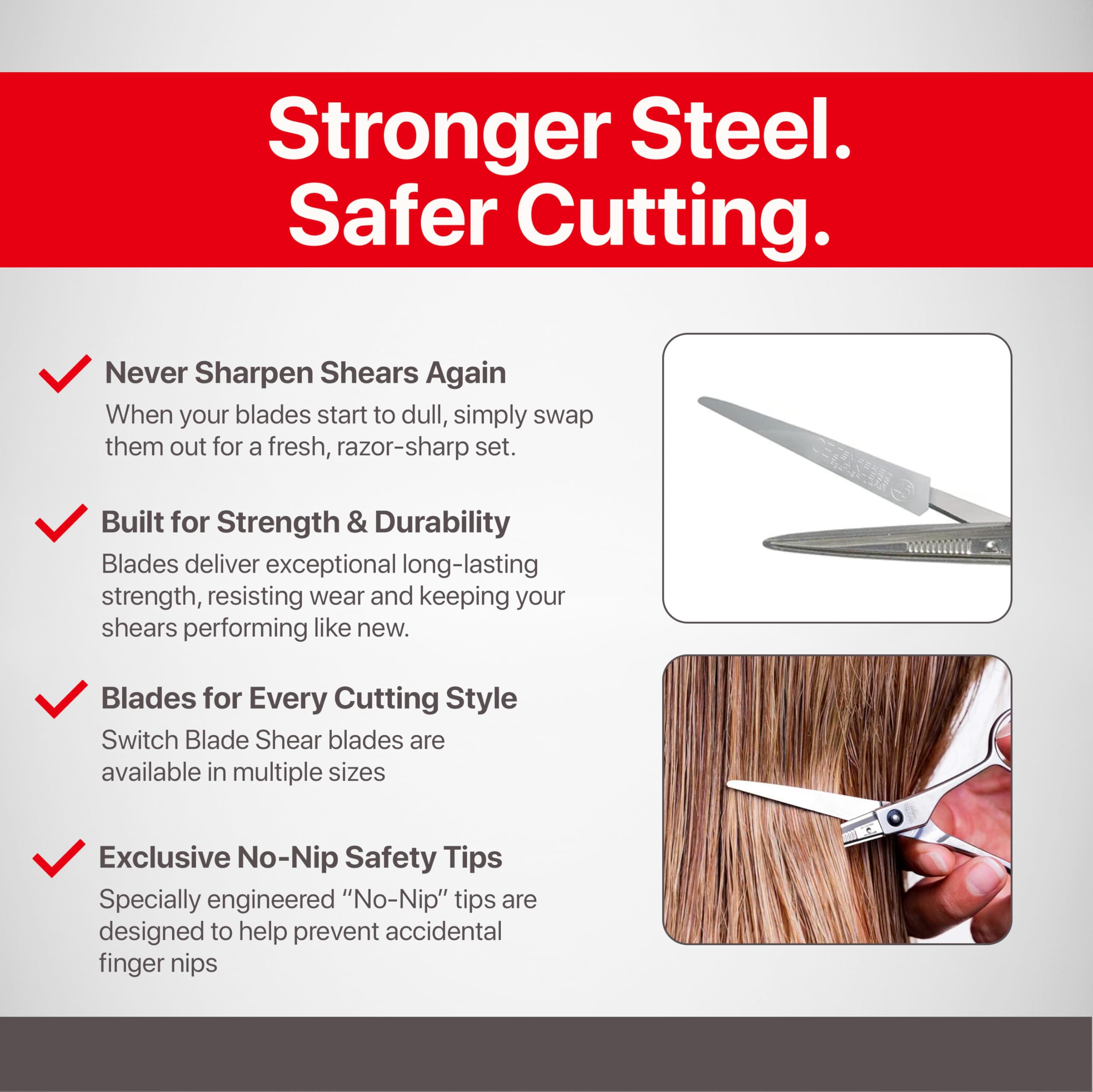 Feather - Switch-Blade Haircutting Shears Replacement Blades - for Professional Stylists & Barbers - Stainless Steel - No-Nip Tip - Made in Japan - 45 Model - Image 5