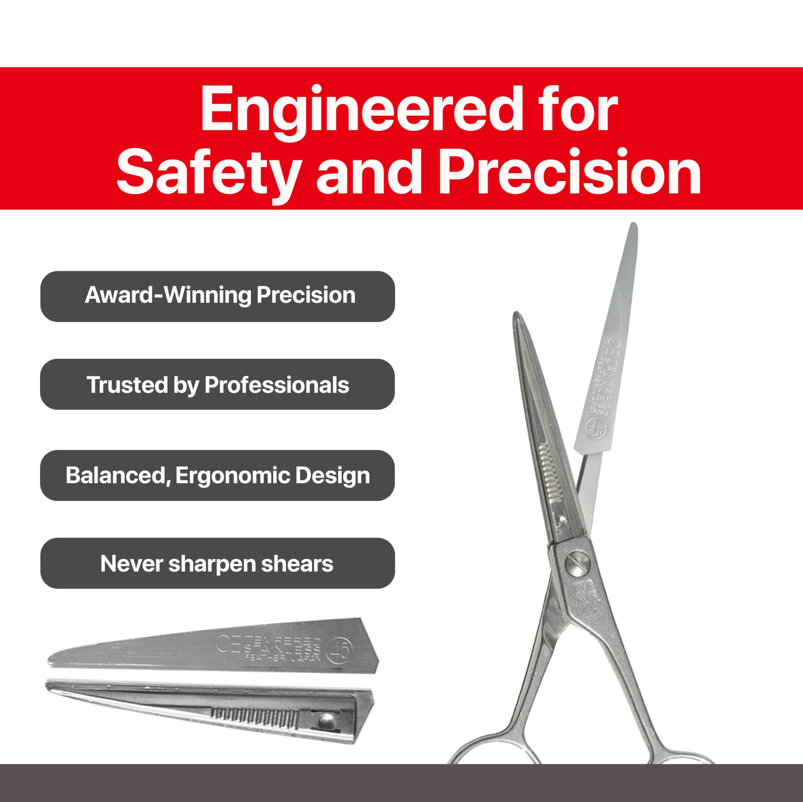 Feather - Switch-Blade Haircutting Shears Replacement Blades - for Professional Stylists & Barbers - Stainless Steel - No-Nip Tip - Made in Japan - 45 Model - Image 6