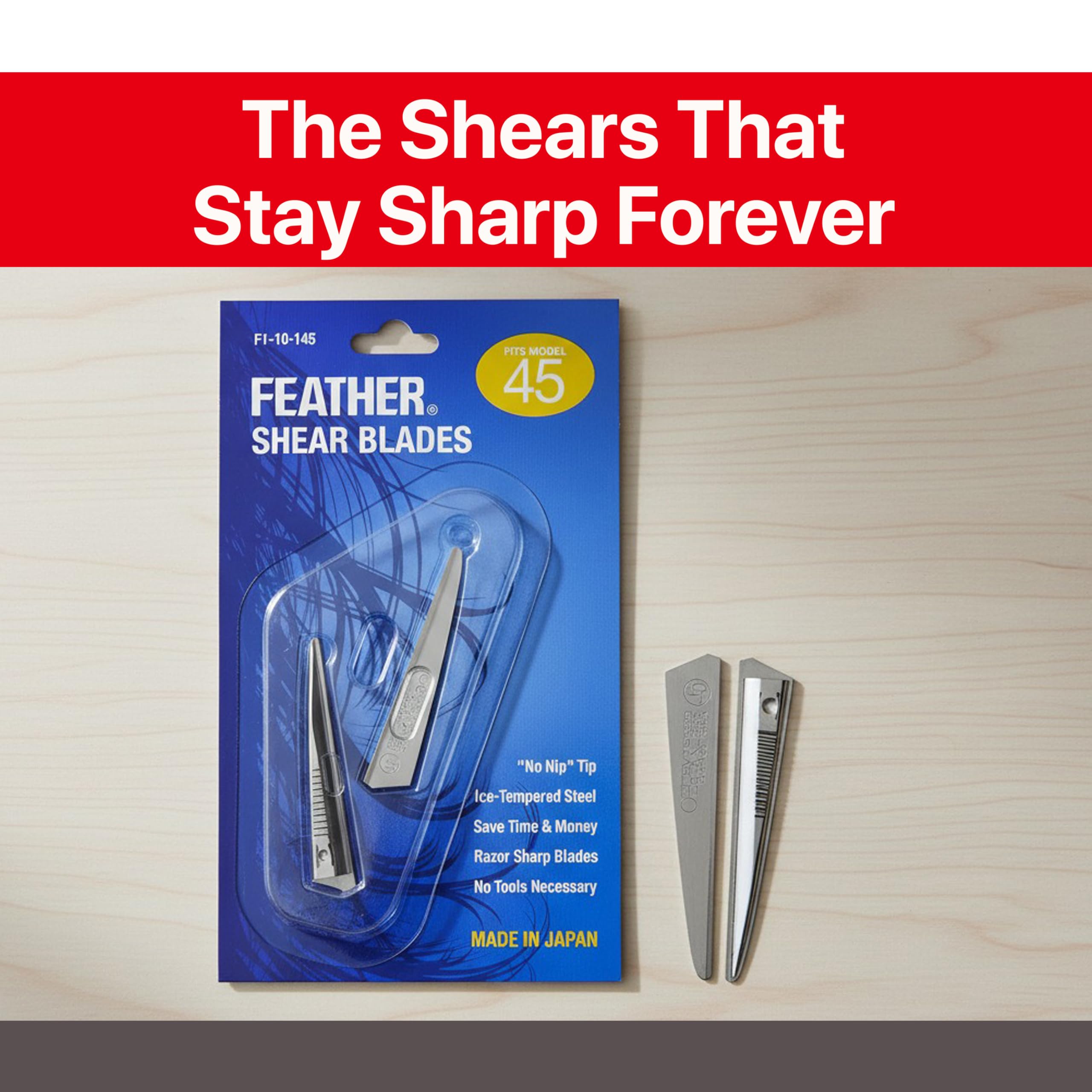 Feather - Switch-Blade Haircutting Shears Replacement Blades - for Professional Stylists & Barbers - Stainless Steel - No-Nip Tip - Made in Japan - 45 Model - Image 8